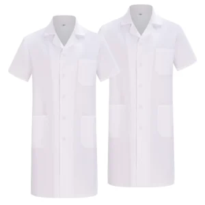 Blouse Blanche Manches Courtes Pour Étudiant & laborantin – Mixte Solide et Respirant Environnement Scolaire ou Hospitalier