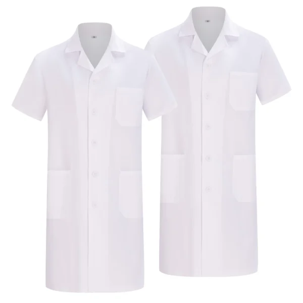Blouse Blanche Manches Courtes Pour Étudiant & laborantin – Mixte Solide et Respirant Environnement Scolaire ou Hospitalier