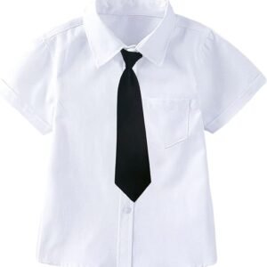 Uniforme Scolaire Manches Courtes – Chemise Blanche Plus Cravate Noire Pour Écolier Garçon - Swag et Tendance pour la rentrée scolaire