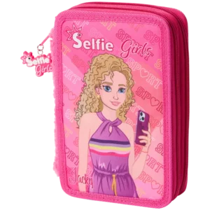 Trousse Scolaire Garnie Selfie Girls Fuchsia