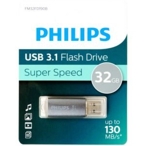 Clé USB Philips 32 Go – USB 3.1, jusqu’à 130 Mo/s, noire