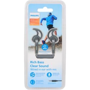 Écouteurs sport Philips 1000 Series – 12 mm, IPX4, micro, fil 1,2 m