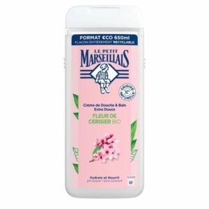 Le Petit Marseillais Crème de Douche & Bain Extra Douce Fleur de Cerisier BIO 650 ml – Parfum Floral Naturel