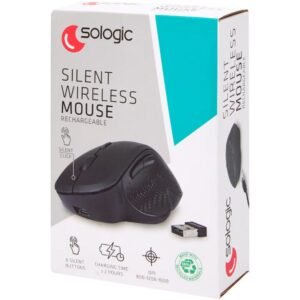 Souris sans fil Sologic – 6 boutons silencieux, ergonomique rechargeable, DPI 800-1600